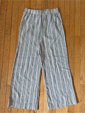 From Palmer Lightweight Striped Wide-Leg Linen and Cotton Crop Pants Size Small